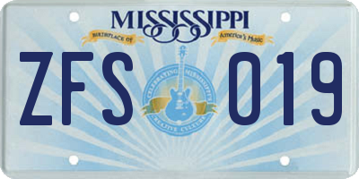 MS license plate ZFS019