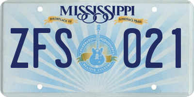 MS license plate ZFS021