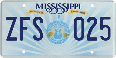 MS license plate ZFS025