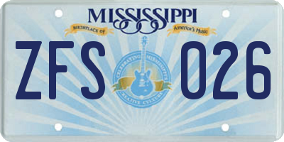 MS license plate ZFS026