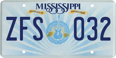 MS license plate ZFS032