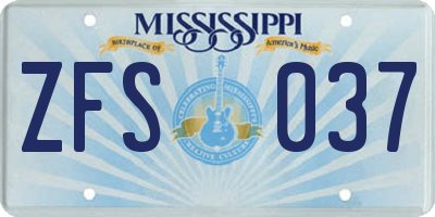 MS license plate ZFS037