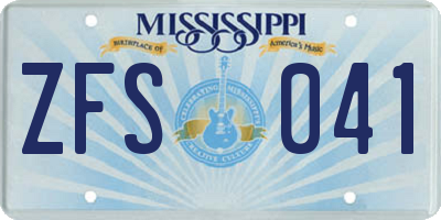 MS license plate ZFS041