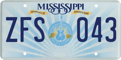 MS license plate ZFS043