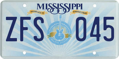 MS license plate ZFS045