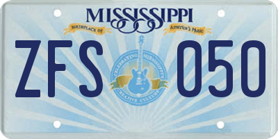 MS license plate ZFS050