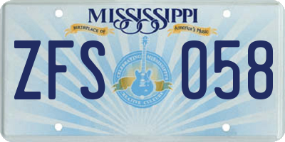 MS license plate ZFS058
