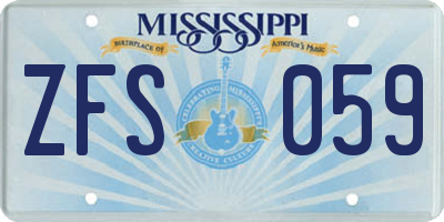 MS license plate ZFS059