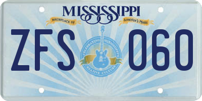 MS license plate ZFS060