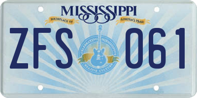 MS license plate ZFS061