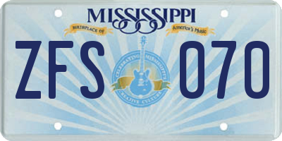 MS license plate ZFS070