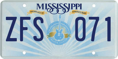 MS license plate ZFS071