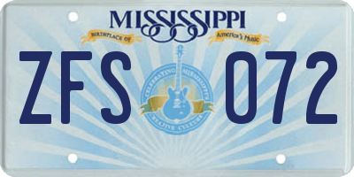 MS license plate ZFS072
