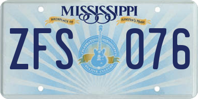 MS license plate ZFS076