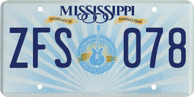 MS license plate ZFS078