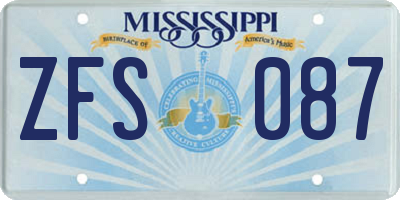 MS license plate ZFS087