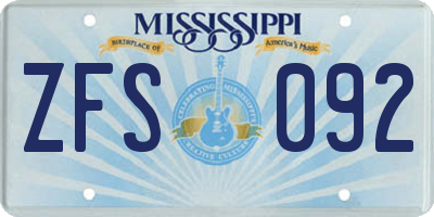MS license plate ZFS092