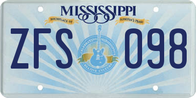 MS license plate ZFS098