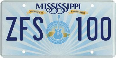MS license plate ZFS100