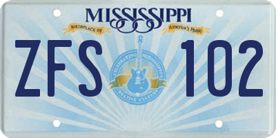 MS license plate ZFS102