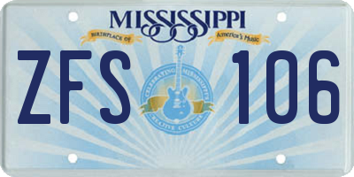 MS license plate ZFS106