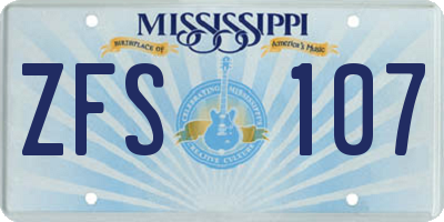 MS license plate ZFS107