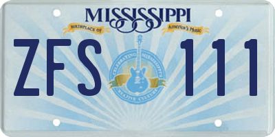 MS license plate ZFS111