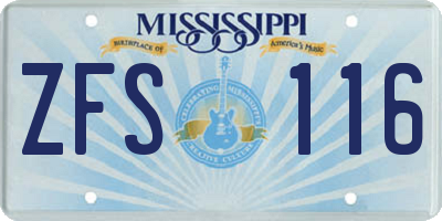 MS license plate ZFS116