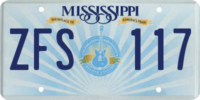 MS license plate ZFS117