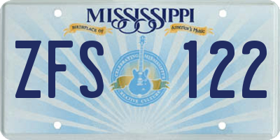 MS license plate ZFS122