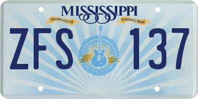 MS license plate ZFS137