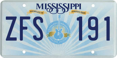 MS license plate ZFS191