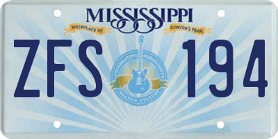 MS license plate ZFS194