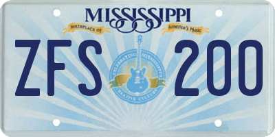 MS license plate ZFS200