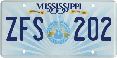 MS license plate ZFS202