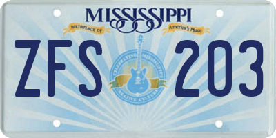 MS license plate ZFS203