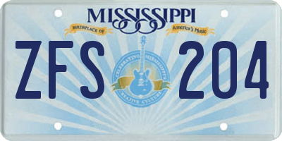 MS license plate ZFS204
