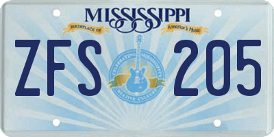 MS license plate ZFS205