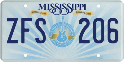 MS license plate ZFS206
