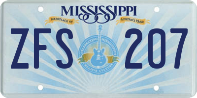 MS license plate ZFS207