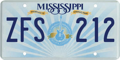 MS license plate ZFS212