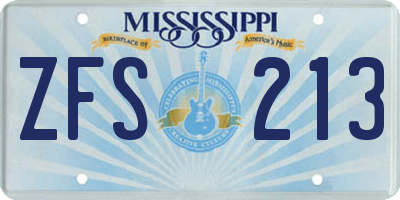 MS license plate ZFS213