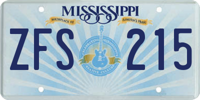 MS license plate ZFS215