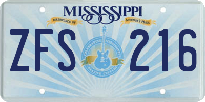 MS license plate ZFS216