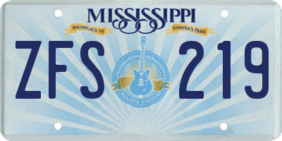 MS license plate ZFS219