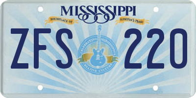 MS license plate ZFS220