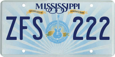 MS license plate ZFS222