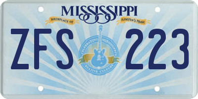 MS license plate ZFS223