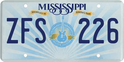 MS license plate ZFS226