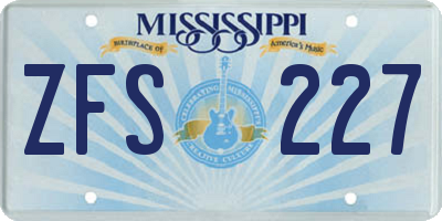 MS license plate ZFS227